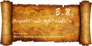 Bogdányi Mátyás névjegykártya